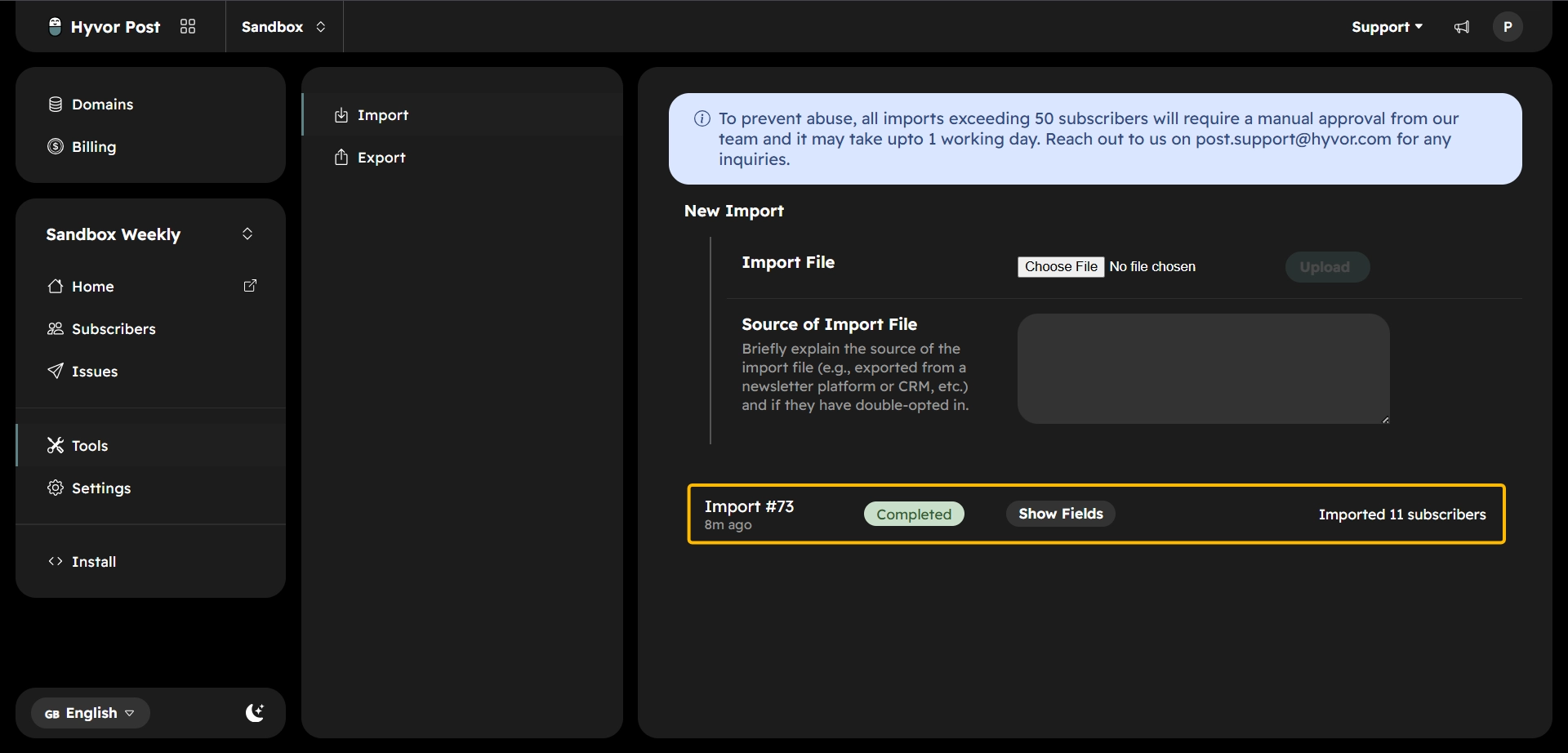 Wait for approval, if required - How to Migrate Your Newsletter from Mailchimp to Hyvor Post