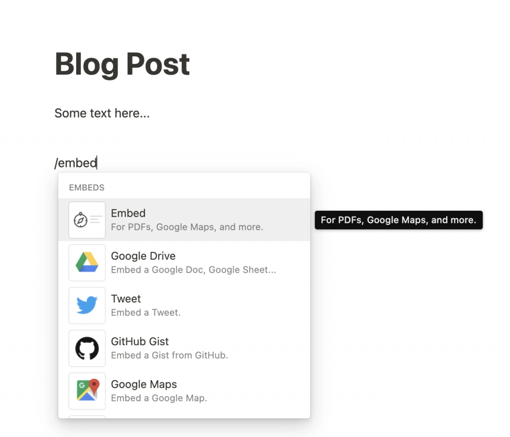 Adding an Embed to Notion