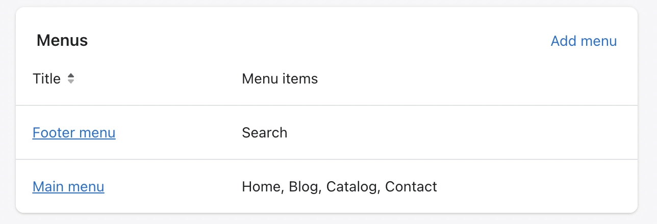 Online Store Navigation Menu