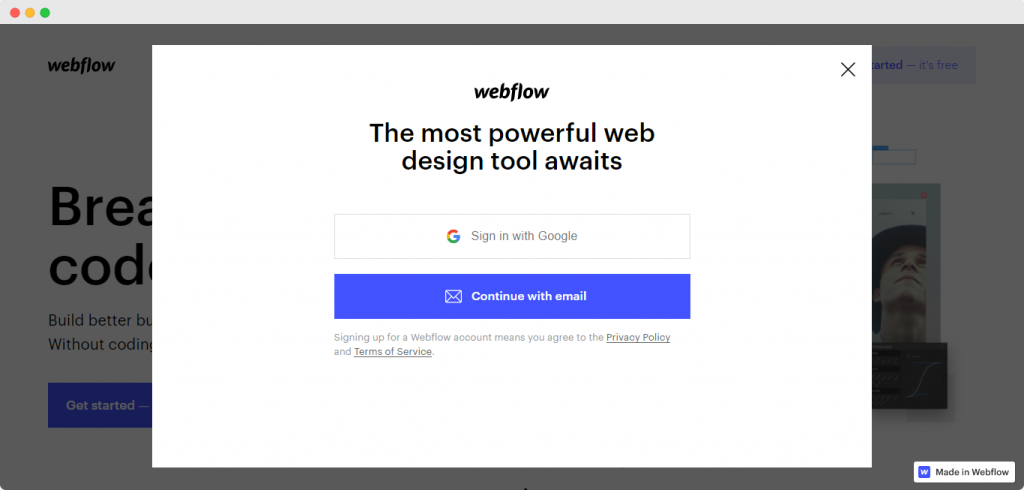 Create your account as you prefer - How to create a blog in webflow: Webflow blogging