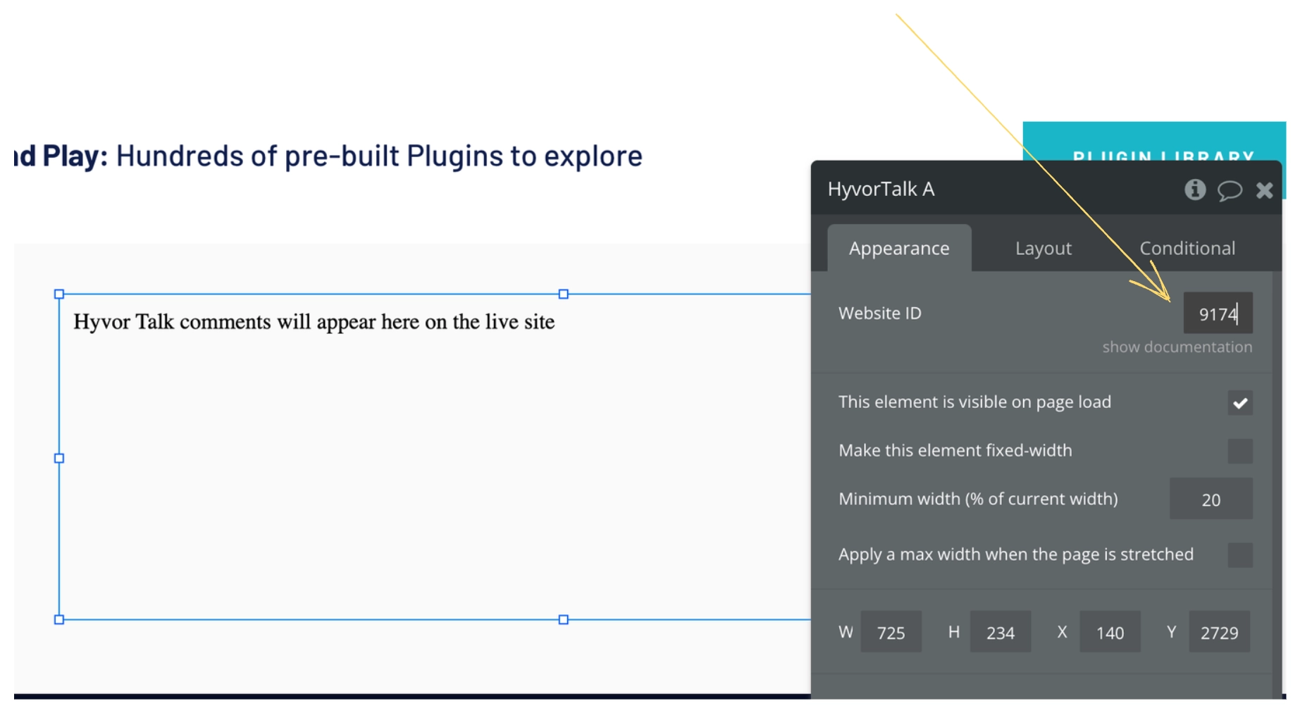 Set Website ID in the Bubble Comments plugin