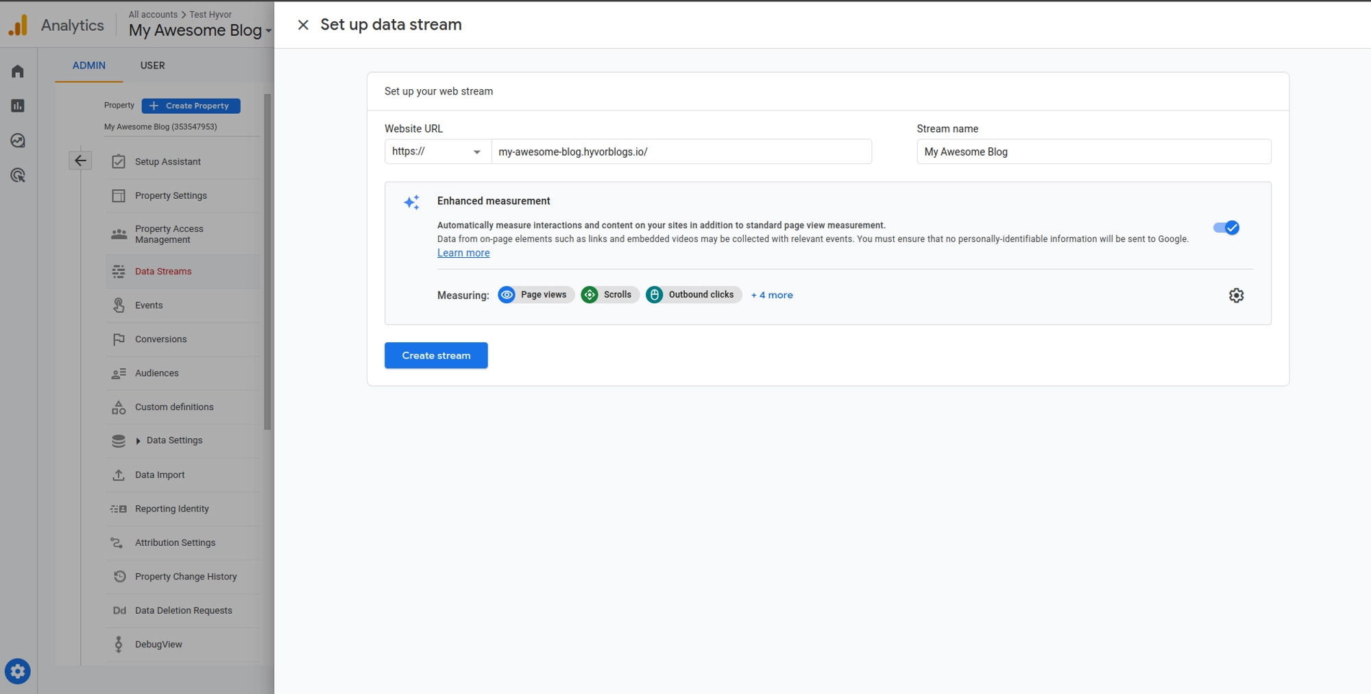 Step 2 - Set up a data stream