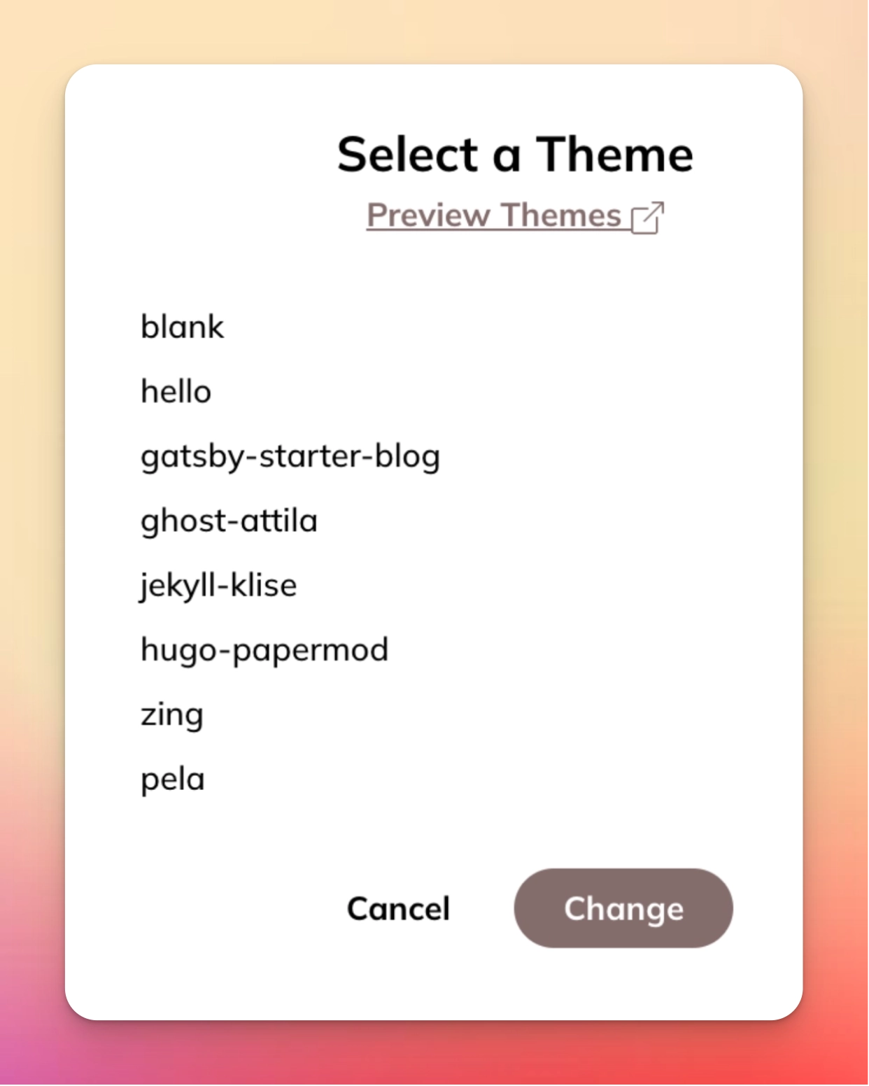 Theme choosing