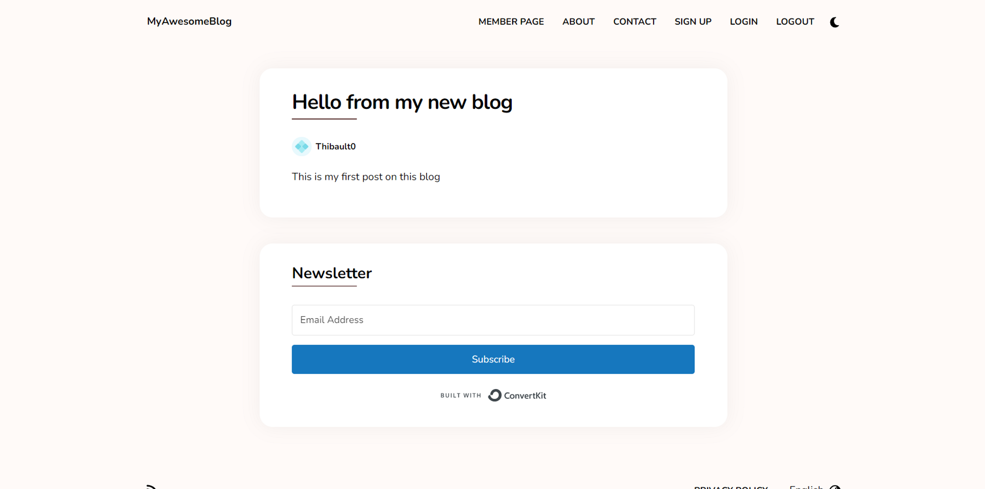Step 3 - Include the subscription form in your blog