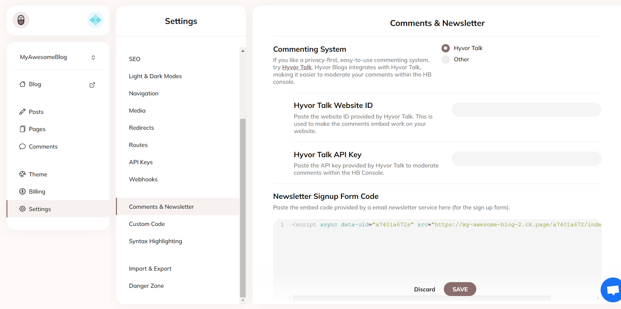 Step 3 - Include the subscription form in your blog