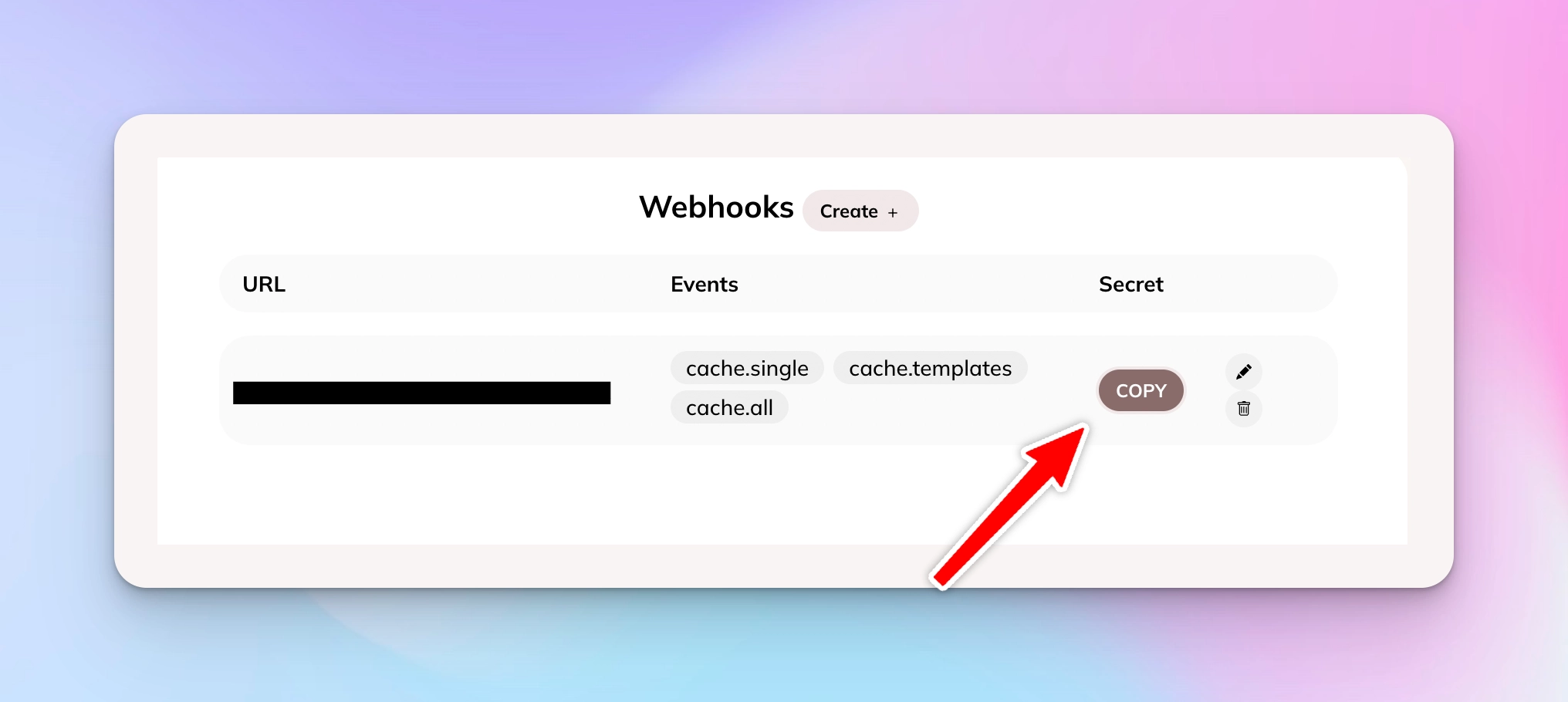 Copying Webhook Secret from the Hyvor Blogs Console