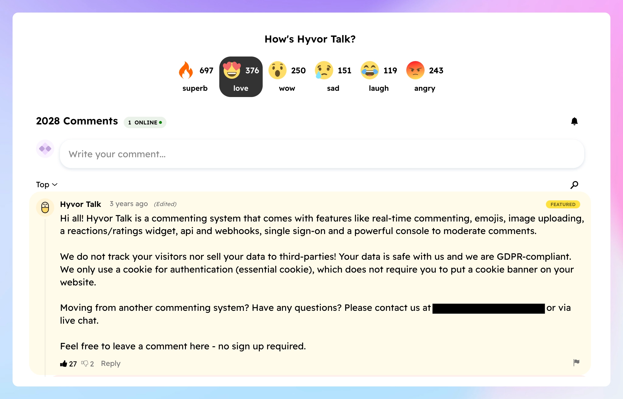 Hyvor Talk Comments - Memberspace Alternatives