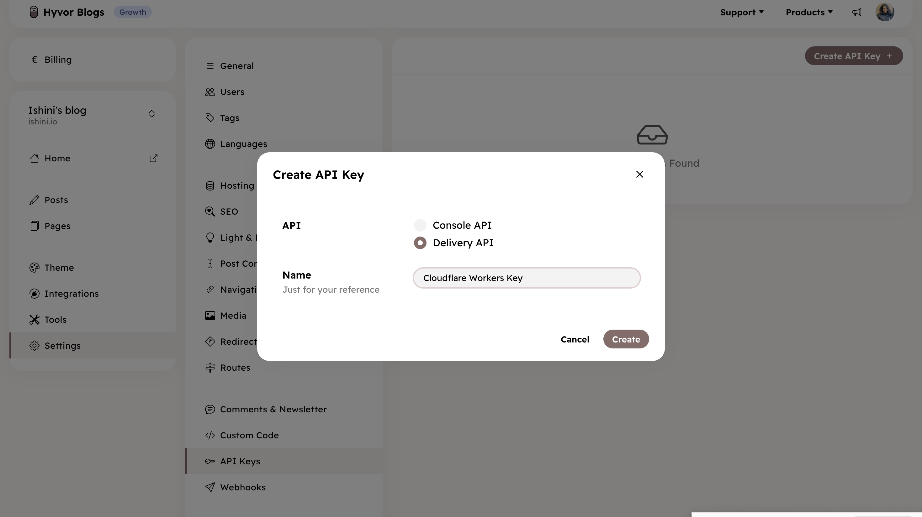 Delivery API key