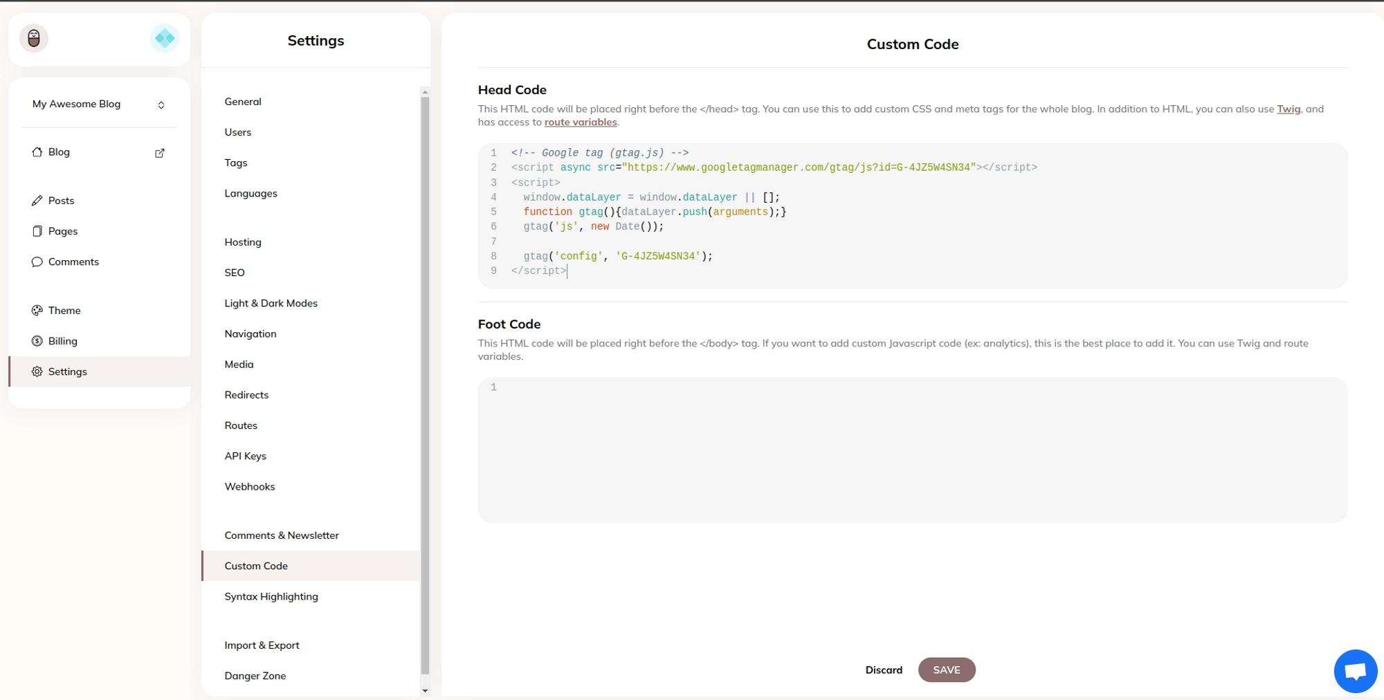 Step 3 - Linking the Google Analytics data stream with your blog