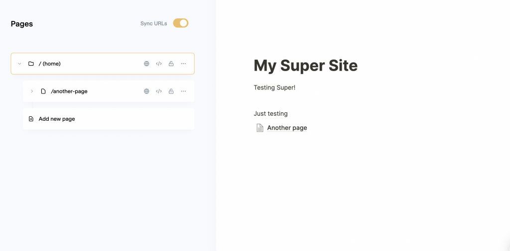 Super pages section