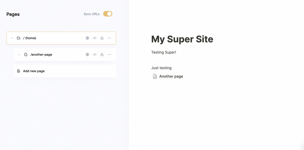 Super pages section