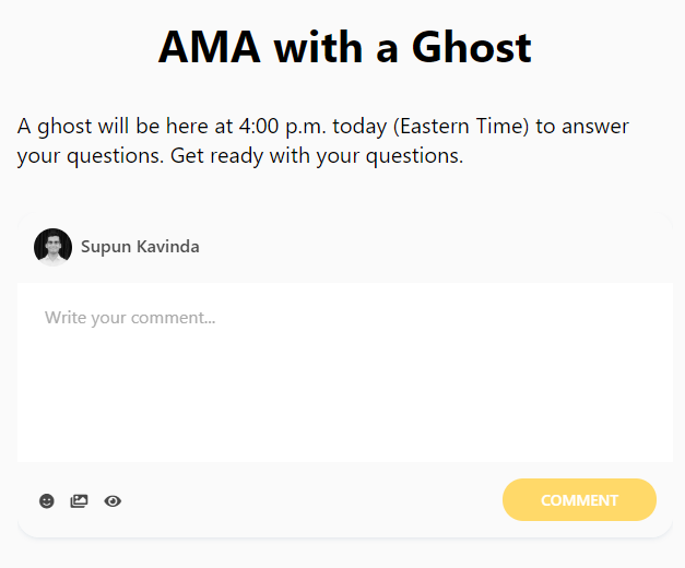 Example AMA (Ask me anything) with comments