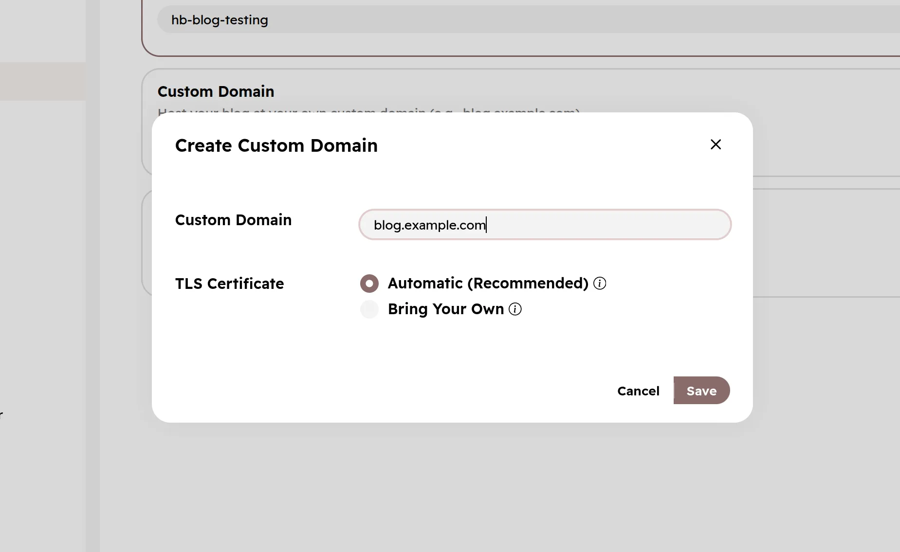 Configuring a custom domain in Hyvor Blogs Console