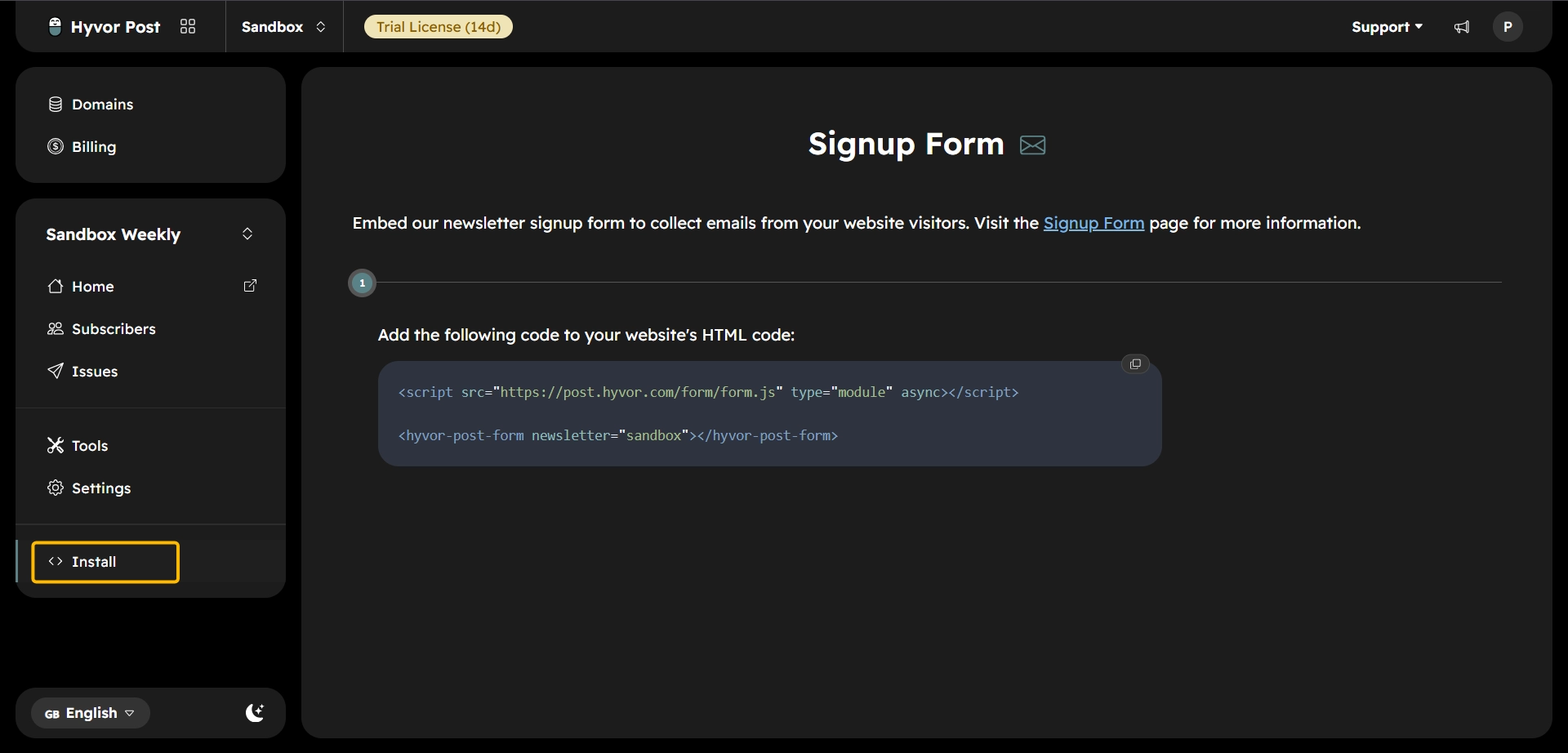 Embed the Hyvor Post signup form - How to Migrate Your Newsletter from Mailchimp to Hyvor Post
