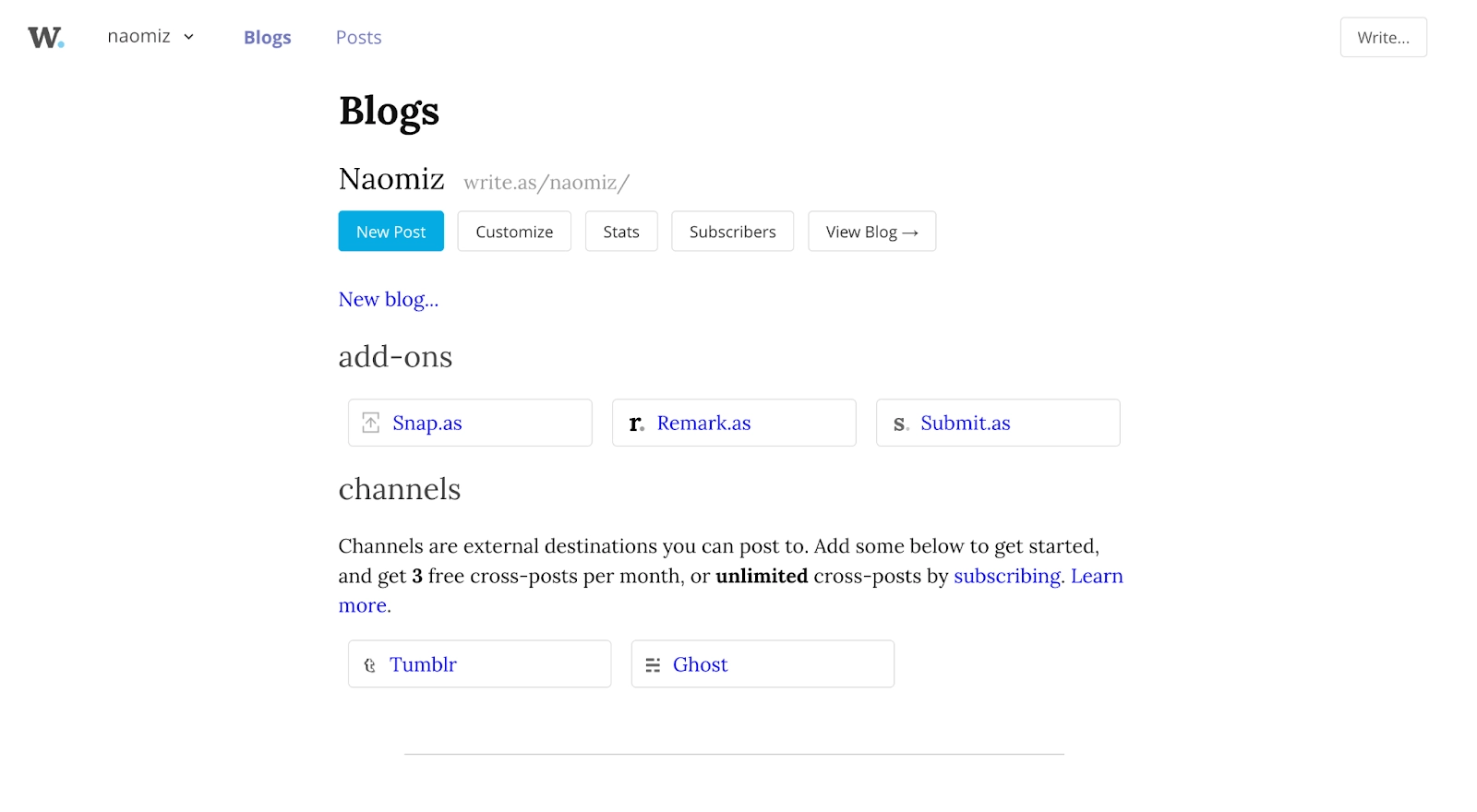 Write.as - Best Ghost Alternatives