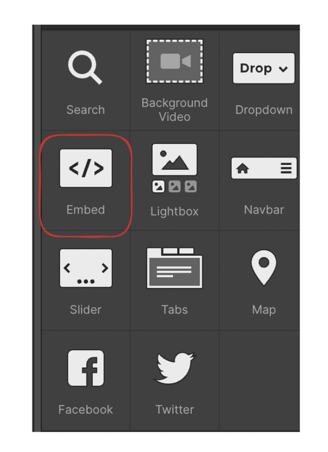 Adding an embed element in Webflow
