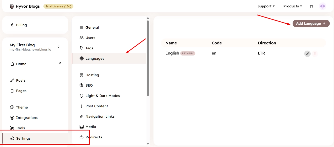 How to translate blog posts - Hyvor Blogs - Add language