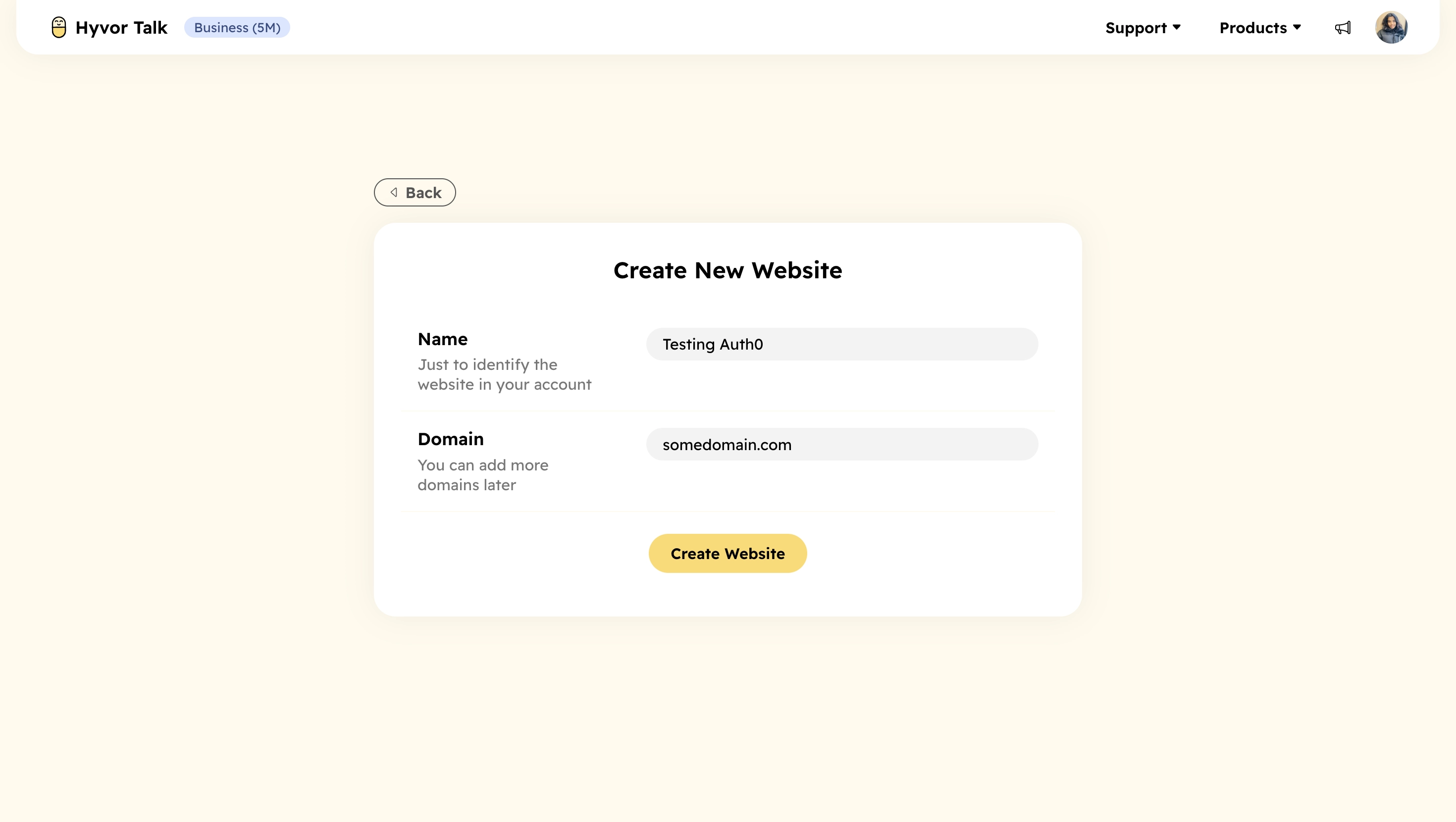 Create a new website at Hyvor Talk - Comments with single sign-on using hyvor talk and auth0
