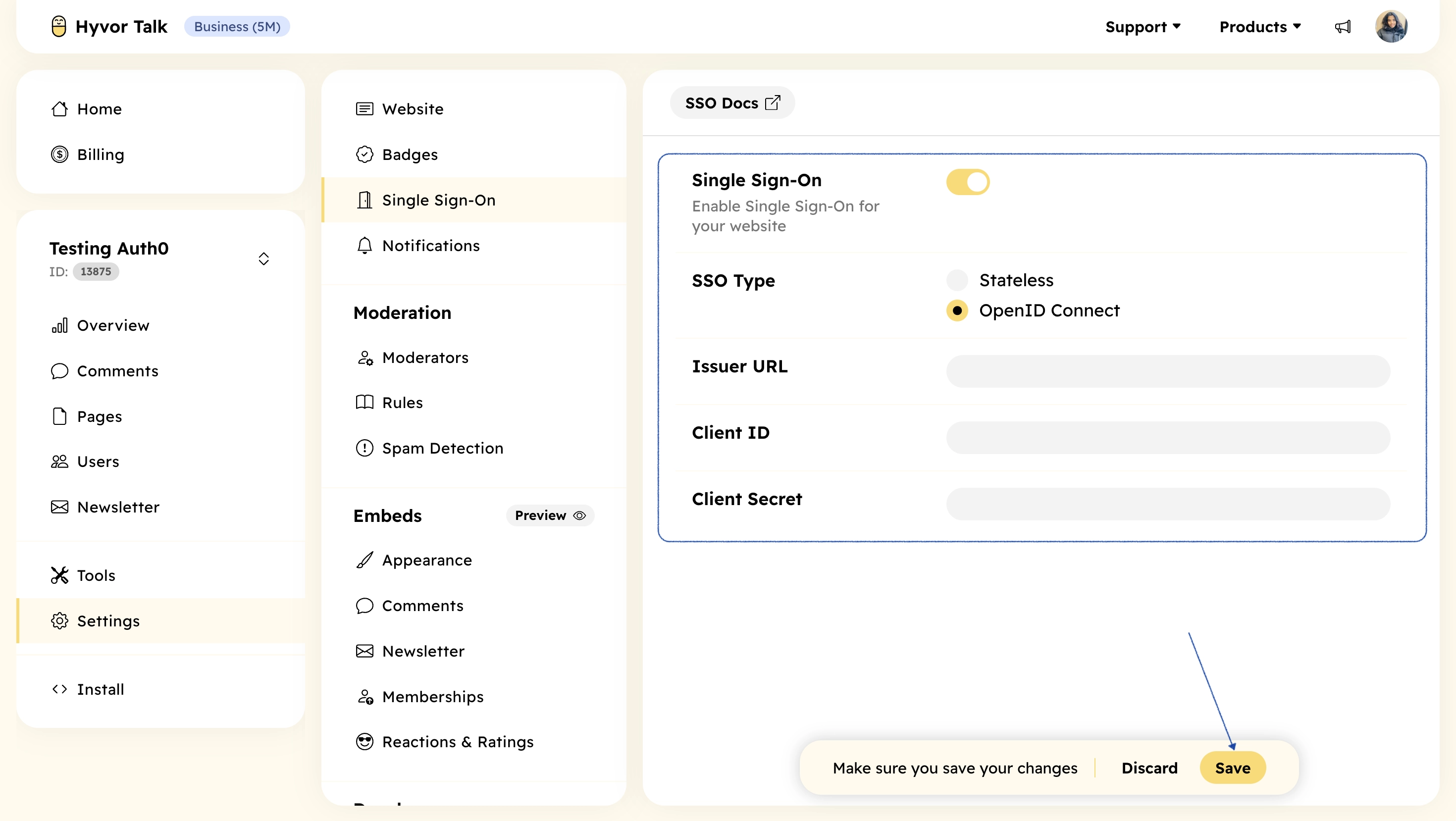 OpenID connect - comments with single sign-on using hyvor talk and auth0