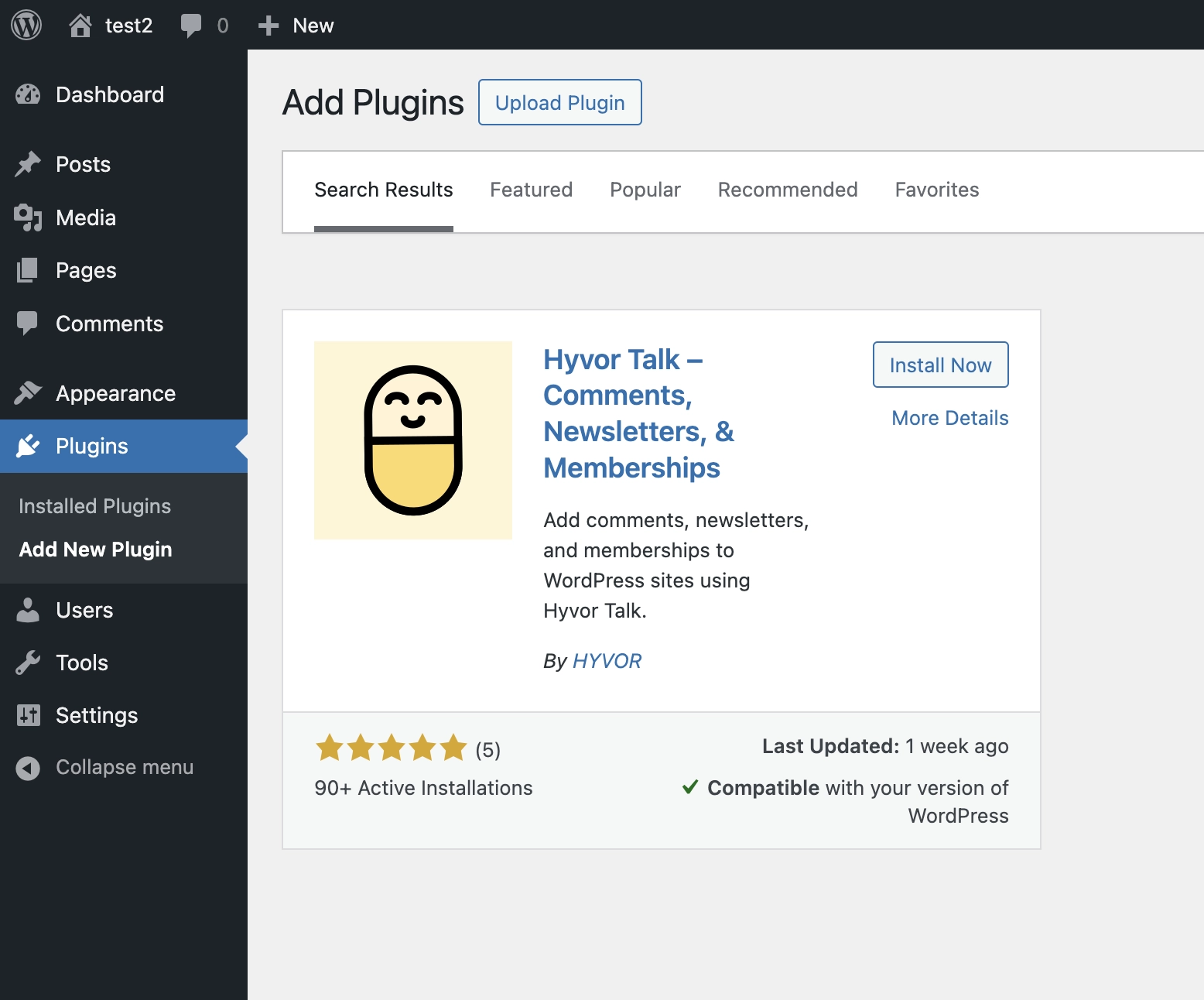 Hyvor Talk Plugin at Wordpress Plugin Store