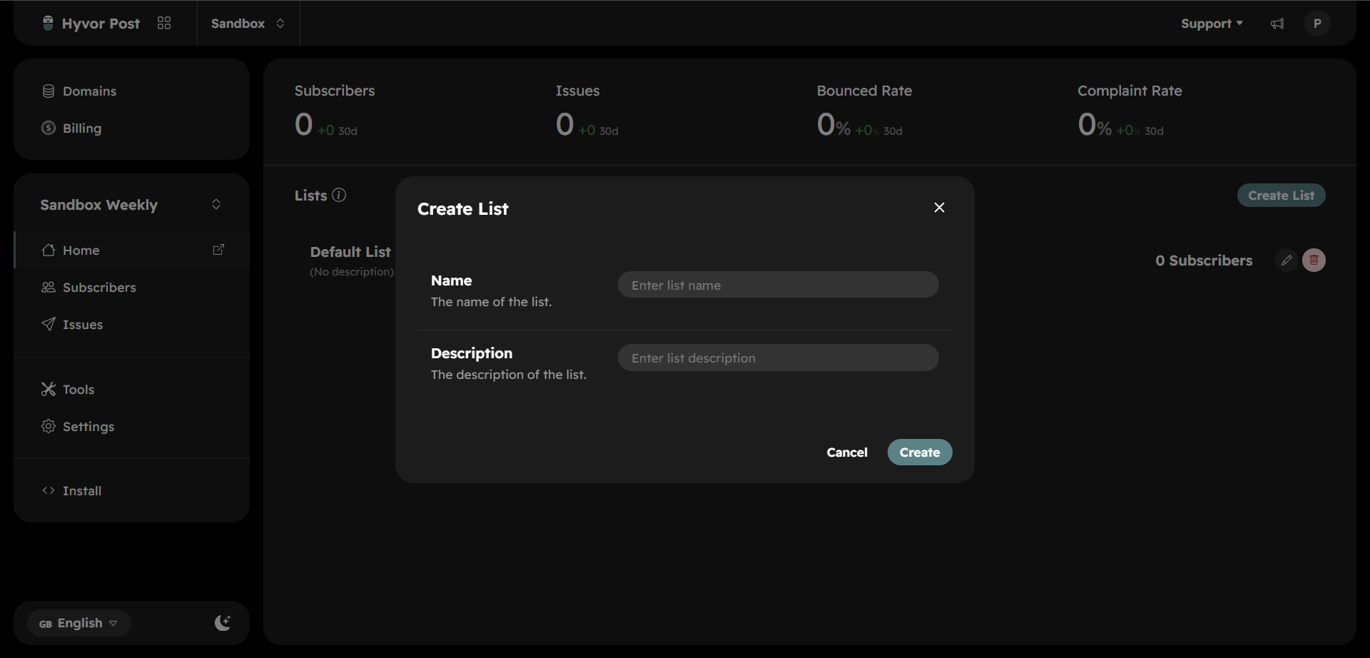 Create your subscriber lists - How to Migrate Your Newsletter from Mailchimp to Hyvor Post