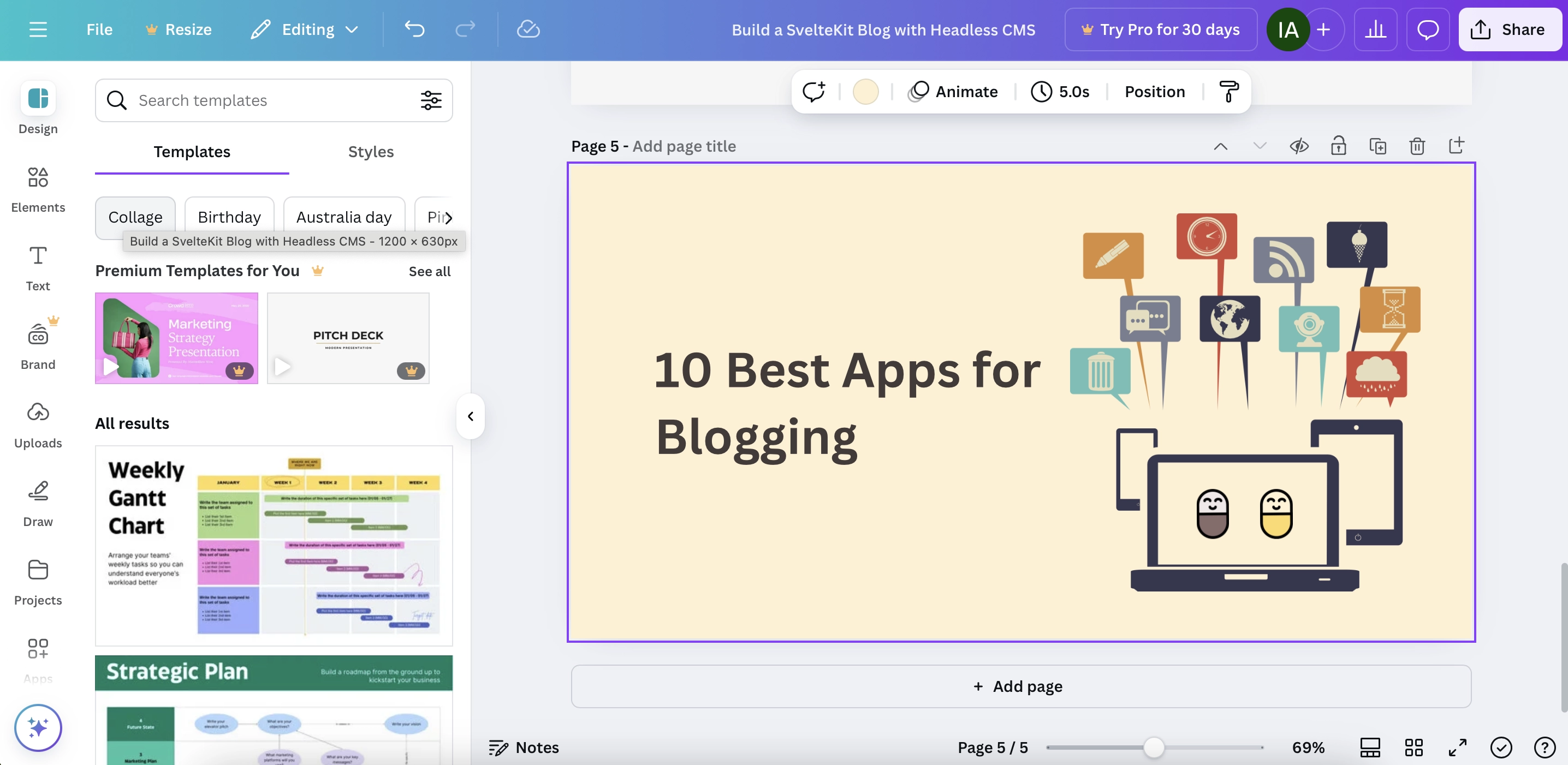 Canva Workspace - 10 Best Blogging Apps - 