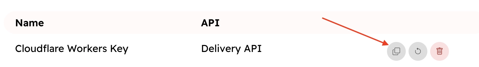 How to copy the Delivery API Key