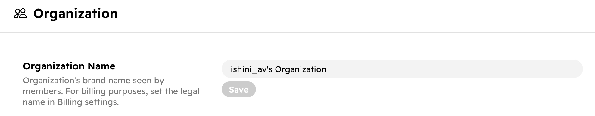 Organizations by HYVOR - Edit organization's name
