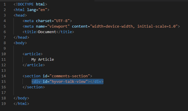 Add the div element to the webpage configuration