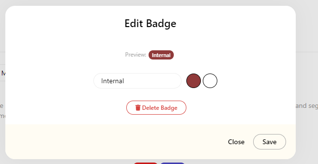 Editing a user badge