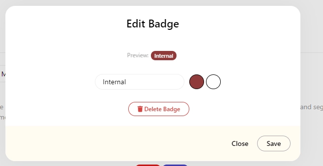 Editing a user badge